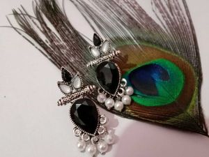 Royal Bloom Oxidized Earrings with Pearl Drops