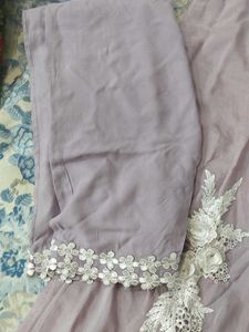 Lavender Floral Lace Plazo Suit