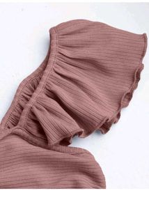 ruffle crop top In Blush Pink Color