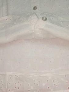 White Eyelet Blouse with Ruffle Sleeves