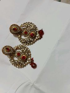 Red &amp; Gold Statement Earrings