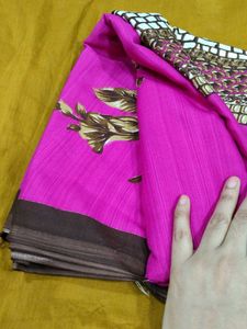 Elegant Pink &amp; Brown Saree