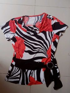 Floral Zebra Print Top