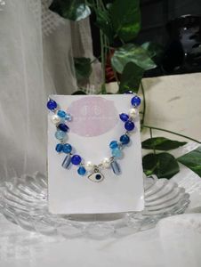 Antitarnish Blue Beaded Evil Eye Necklace