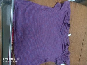 Short Purple Acrylic Top Stripped Design Xxl