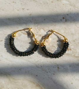 Black Bead Hoop