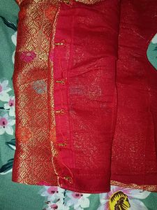 Red &amp; Gold Brocade Blouse