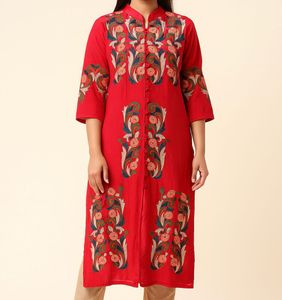 Red Embroidered Kurti