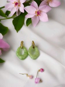 Green Resin Drop Earrings