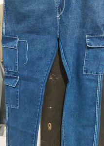 Blue Denim Cargo Pants