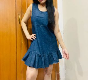 Cute Denim Ruffle Dress