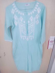 Elegant Aqua Embroidered Kurta