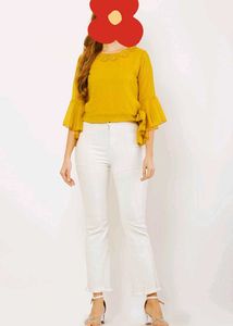 Georgette Crop Top: Sheer dot Design, Trendy Bell