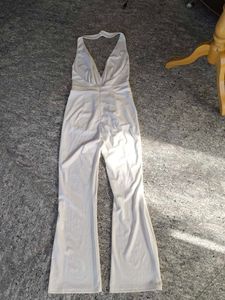 Hot Stylish N Elegant White Halter Jumpsuit