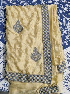 Beige Colour Embroided Saree
