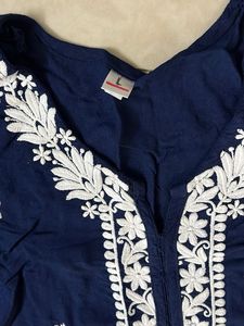 Navy Floral Embroidered Salwar Kameez