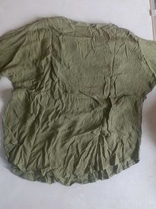 Olive Green Lace Trim Tunic