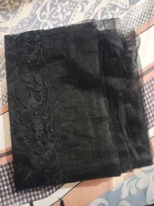 Elegant Black Net Saree