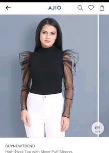 High Neck Puff Sleeve Top S
