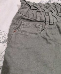 Olive Green Paperbag Jeans