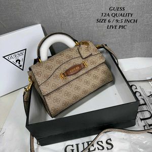 GUESS EMERA LOGO TOP HANDLE FLAP SLING BAG