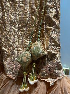Dark Peach Heavy Lehenga With Cancan