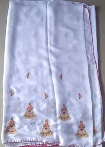 Graceful White Jhumka Chiffon Saree