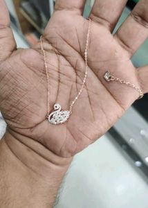 925 Rose Gold Silver Necklace &amp;Chain Wth Hallmark