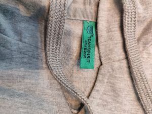 Benetton Gray Cropped Hoodie
