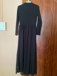Global Desi Black Crop Top With Extended Netting