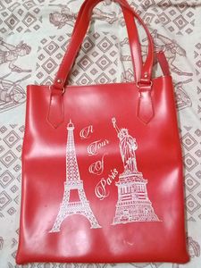 Red Printed Handbag