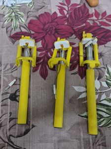 3 Yellow Selfie Stick Lot