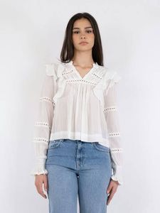 White Ruffle Long Sleeve Top