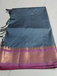 Dark cement soft silk saree