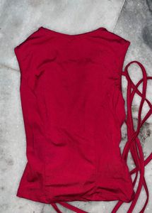 Corset Red Sleeveless Top
