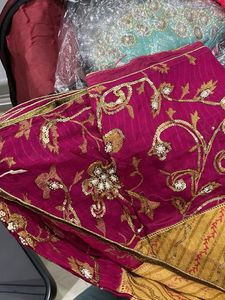 Magenta And Gold Saree With Blouse