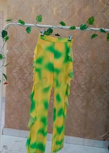 Rare Fluorescent shades mesh Ruffle Flare Pants