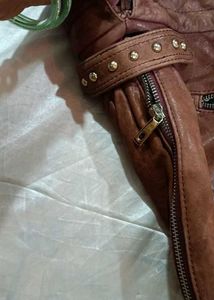 Brown Leather Hobo Bag with Tassel