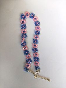 Cute Blue Pink Floral Bracelet With Adjustable⛓️