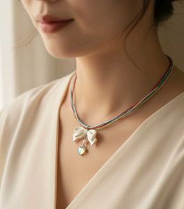 Colorful Cord Bow Necklace