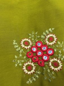 Olive Green Embroidered Saree