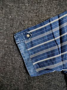 Vintage Denim Striped Polo Shirt