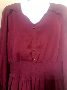 Burgundy Ruffle Midi Dress