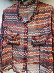 Multicolored sheer oversized shirt