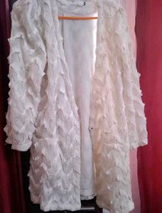 Textured White Knit Shrug/Cardigan