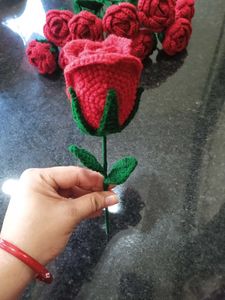 Crochet Red Wine Cup Rose