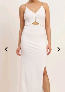 White Cutout Chain Dress