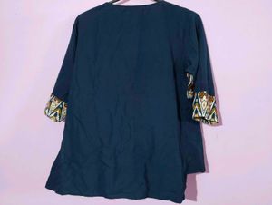 Patterned Navy Tunic Top