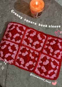 crochet granny square book sleeve