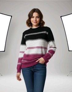 Striped Knit Sweater For Boys/Girls Both Size - M